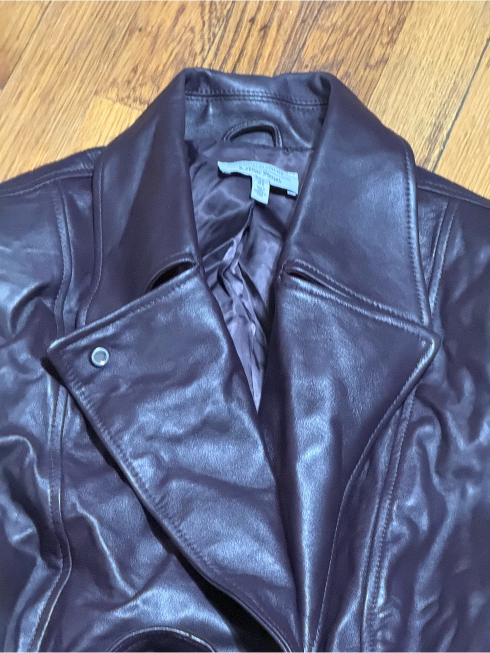& OTHER STORIES Plum Belted Leather Jacket - Picture 10 of 10